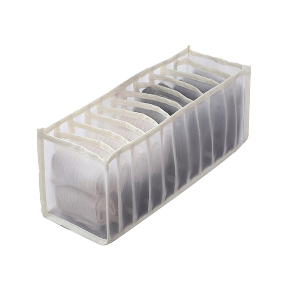 Underwear Socks Storage Box with Compartments, Mesh Drawer Organizer Foldable, 12.59"L x 4.72"W x 4.72"H Breathable for Closet