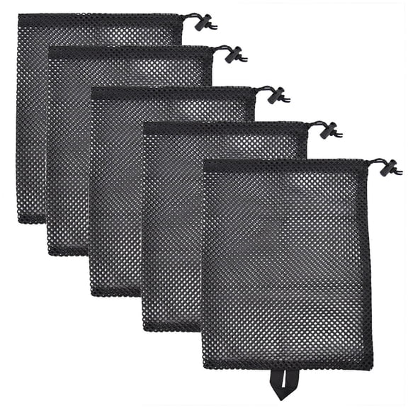 5 Pieces Black Mesh Storage Bag, Shopping Bag, Screen Bag with Movable Hole, Various Specifications, Reusable