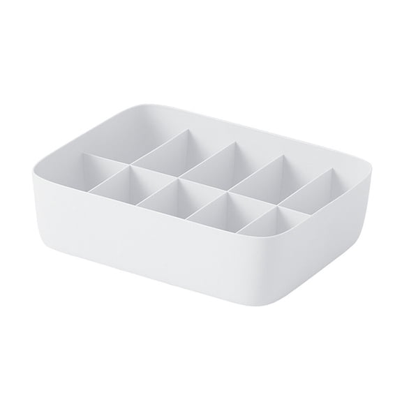 Masteelf White Stackable Storage Box with 10Compartment Divider for Underwear Bra Socks Made of PP Plastic 10.5x7.5x5 inches