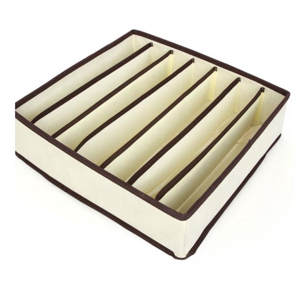 Underwear Storage Organizer Box - Partitioned Design for Bras, Underwear, Socks - Dustproof & Moisture-Proof - Stackable - Beige Non-Woven Fabric