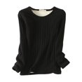 thumbnail image 1 of Underwear T-Shirt Female Warm Thick Soft Cotton Windproof Traceless Underwears Comfortable Clothing Long Sleeve Winter Black L Black L, 1 of 9
