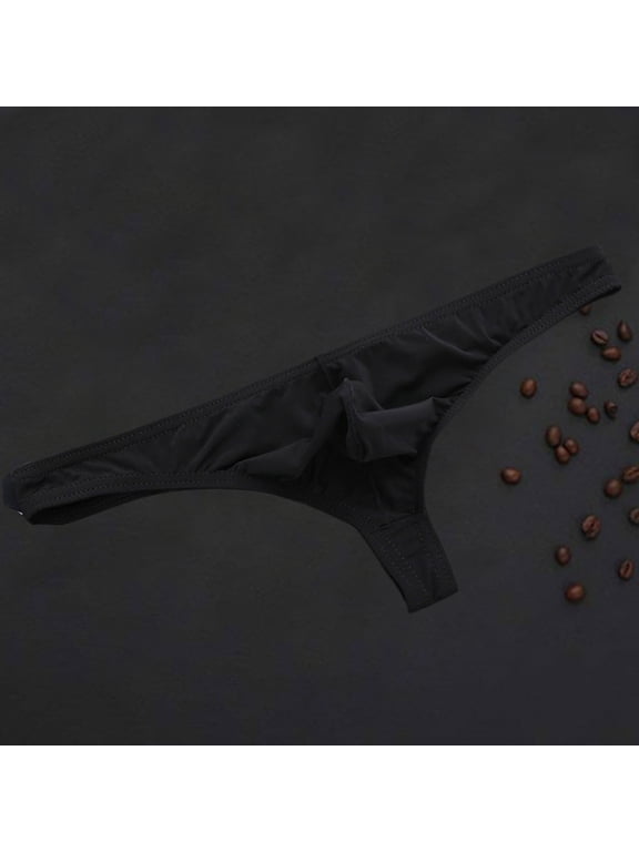 Underwear Thong Men's Sheer Mesh Lightweight Low Waist Seamless Briefs Silk Panties for Women Black 3XL