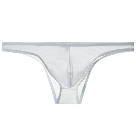 Underwear Thong Men's Sheer Mesh Lightweight Low Waist Seamless Briefs Woman Underwear White 3XL