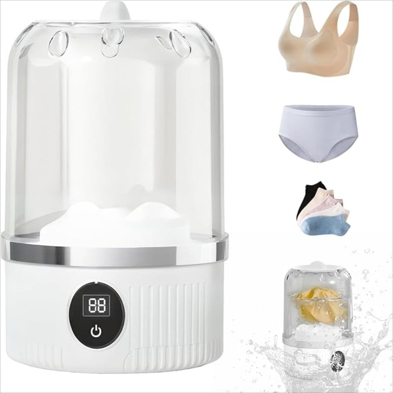 OFEFE Portable Mini Washing Machine - 2025 Upgraded Underwear Washer with Ultrasonic Cleaning, Rechargeable Cordless Laundry Cup for Bra, Socks, Delicates (Fully Automatic)