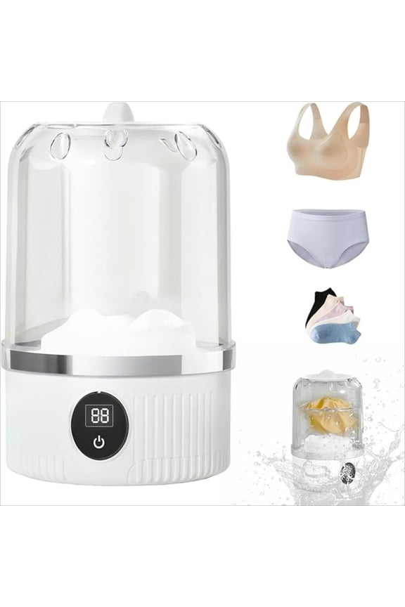 Portable Mini Washing Machine - 2025 Upgraded Underwear Washer with Ultrasonic Cleaning, Rechargeable Cordless Laundry Cup for Bra, Socks, Delicates (Fully Automatic)