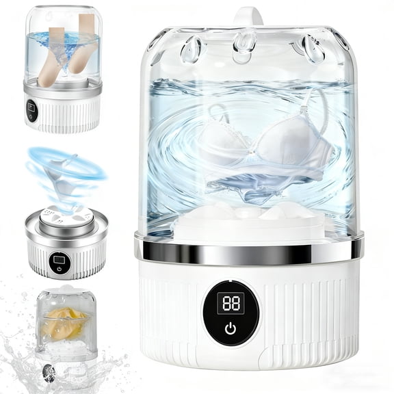 Portable Underwear Washer, Mini Washing Rechargeable Cordless Washing-Machine with Digital Timer Display, Wireless Washing Machine for Home Use, USB Charging Laundry for Apartments, Hotels, Travel