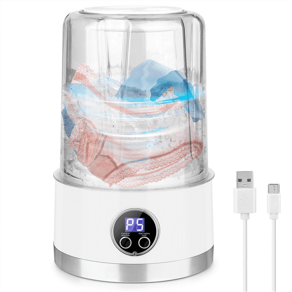 Underwear Washing Machine Rechargeable Washing Machine 3000 MAh Compact Deep Cleaning Underwear Suitable for Apartments,1set * small washing machine portable,White