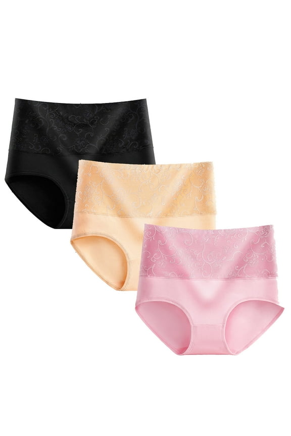 Underwear for Women 3 Pack Strech Panties Ladies Stretch Full Panty Coverage Briefs Tummy Control Shapewear Plus Size Panty Breathable Panties-Multi Pack