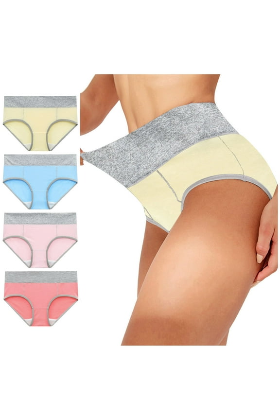 Underwear for Women 4PC Pack Women Solid Color Patchwork Briefs Panties Underwear Knickers Bikini Underpants Womens Underwear Underwear for Women Panties for Women Multicolor-7 M