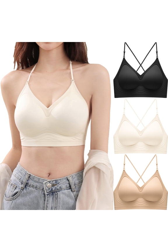 Underwear for Women Large Backless Liquid Foundation Underwear Small Breasts Gathered Thin Summer Hanging Neck Bra For Dress Comfortable Seamless Full Coverage Bras for Women