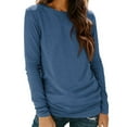 thumbnail image 1 of Underwear for Women Long Johns with Fleece Lined Base Layer Women's Solid Color Round Neck Long Sleeved Layered Sleeve Top Base Shirt Top,Dark Blue,XXL, 1 of 8