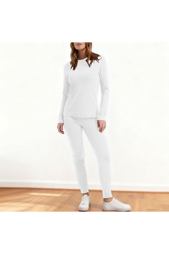 Underwear for Women Long Johns with Fleece Lined Base Layer Women's Thermal Underwear Set Winter Plus Fleece Thick Warm Long Johns Fleece Bottom Pajamas Set,White,XL
