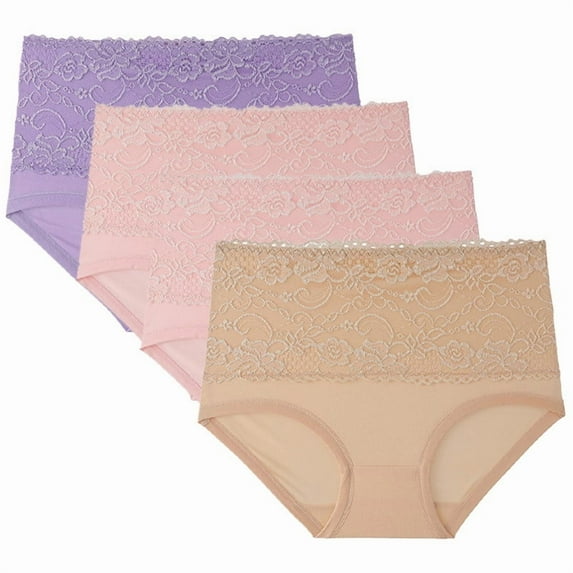 Underwear Women Pack Full Coverage Underwear Women, 4PC Women Lace High Waisted Body Shaper Shorts Shapewear Panties