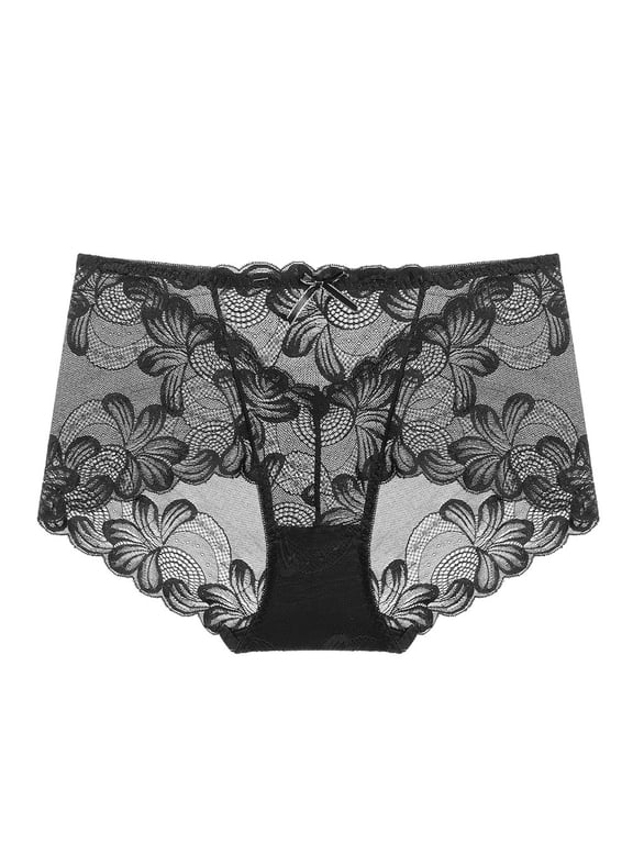 Underwear Women Pack Plus Size Women's Solid Color Underwear Without Steel Rims Detachable Wave Pattern Briefs Nylon Panties for Women Black XL
