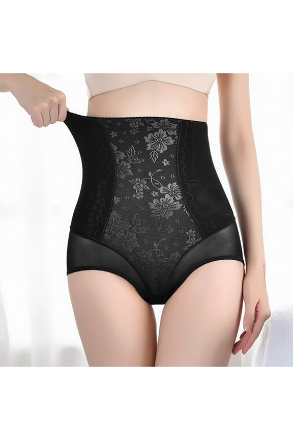Underwear Women Pack Seamless Shapewear Tummy Underwear - Womens High Waisted Shapewear Panties Body Shaping Briefs Girdle Compression Panty Butt Lifter Briefs Leak Proof Underwear for Women Black L