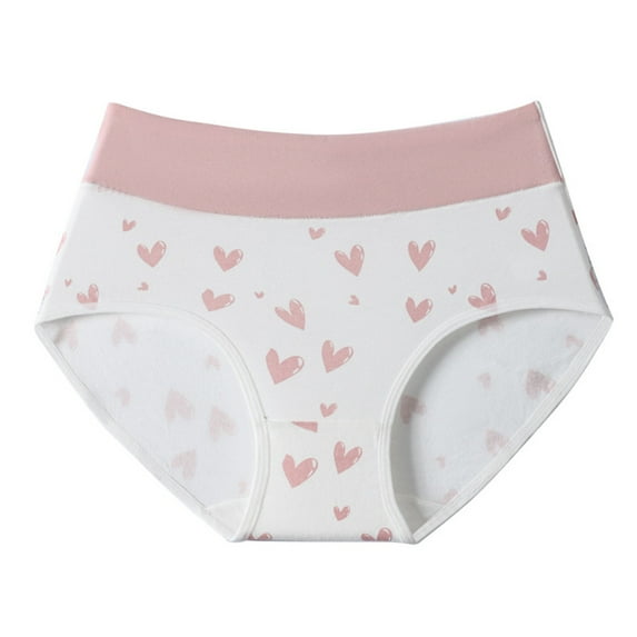Underwear Women Pack Seamless Women's High Waisted Cotton Briefs, Teen Girls Soft Comfortable Underwear Cute Print Stretchy Breathable Panties White M
