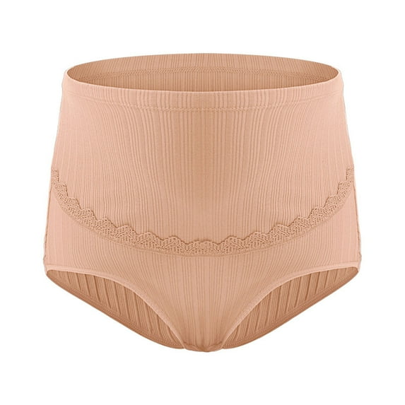 Underwear Women Pack Seamless Women's Lace Underwear Mid-Waisted Ice Silk Full Cover Underwear Soft Satin High Waisted Panties Lightweight Breathable Underpant Briefs Beige