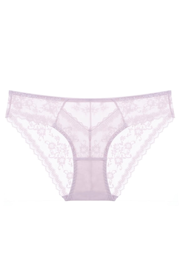 Underwear Women Pack Thong Women's Lace Briefs Floral Sheer Mesh Bikini Panties Valentine's Day Casual Underwear Purple XL