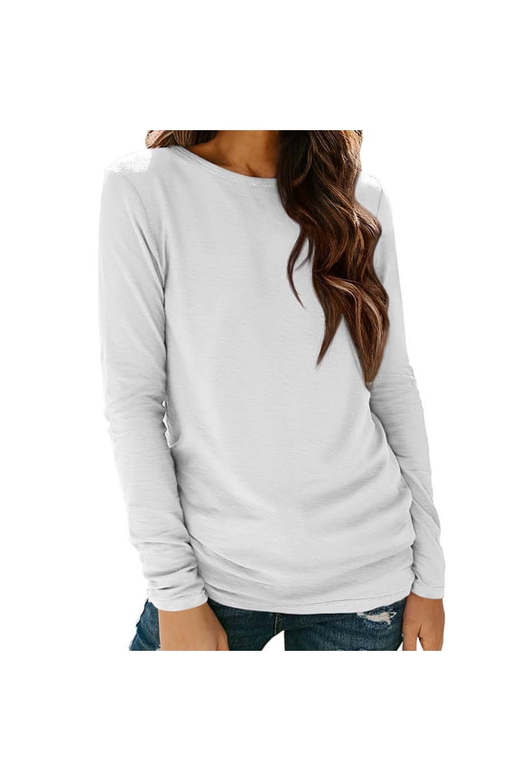 Underwear Women Ultra-Soft Long Johns Set Base Layer Women's Solid Color Round Neck Long Sleeved Layered Sleeve Top Base Shirt Top,White,XXL