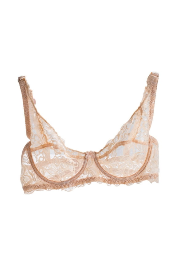 Underwear Women V Neck Adjusted Straps Underwire Floral Lace Bra Lace Bra Skin Tone 36/80B