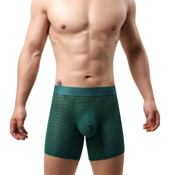 Underwear for Men Long Leg Boxer Briefs Breathable Mid Waisted Lightweight Stretchy Solid Color Full-Coverage Loungewear Athletic Boxers