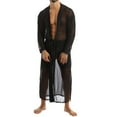 thumbnail image 1 of Underwear for Men Long Shirt Transparent Open Stitch Cardigan Cloak Casual Tops Streetwear Nightgown Sleepwear Underwear, 1 of 7
