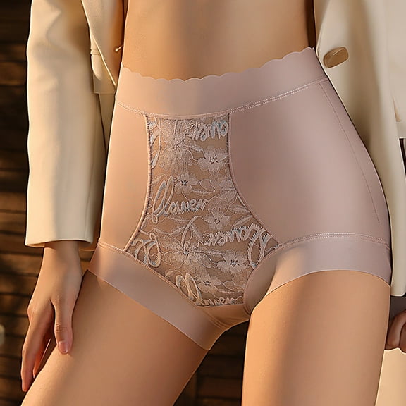 Underwear for Women Comfortable High Waisted Ice Silk Underwear for Women Seamless Thin Design Polylactic Crotch Triangular Shorts Head Pink XL