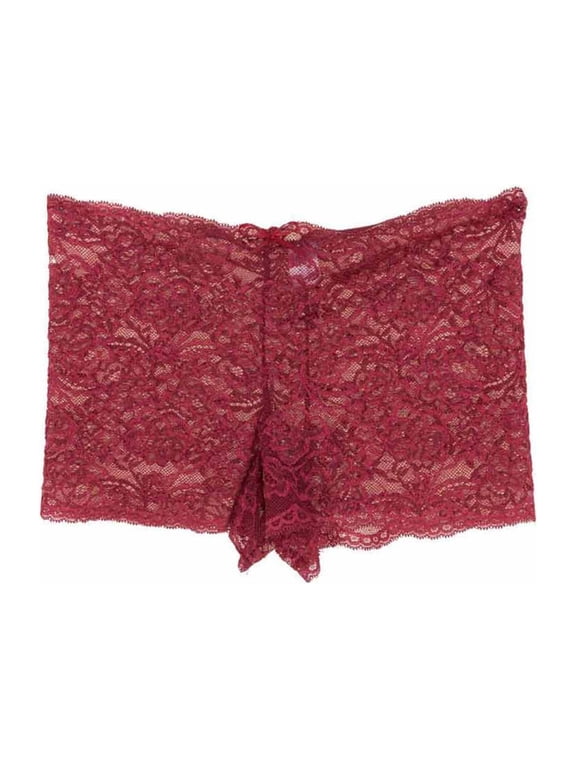 Underwear for Women Plus Size S-5X Lace Hollow Out Crotchless Boy Shorts Ladies Trendy Solid Stretchy Comfort See-Through Panties
