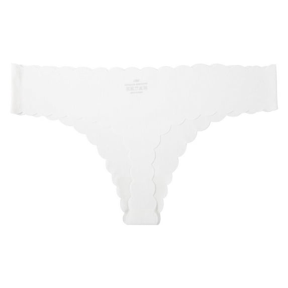 Underwear for Women Seamless Scalloped Edge Thong Panties Comfortable No Show Underwear for Everyday Wear, Nude Color, Size S-XL