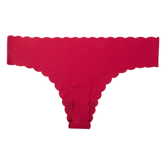 Underwear for Women Seamless Scalloped Edge Thong Panties Comfortable No Show Underwear for Everyday Wear, Nude Color, Size S-XL