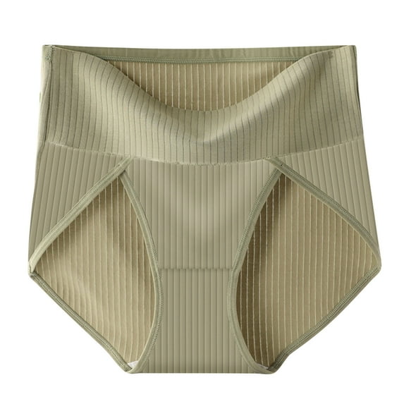 Underwear for Women Sexy Comfortable Women's Solid Color High Slit Plus Size High Waist And Abdominal Underwear Green 2XL