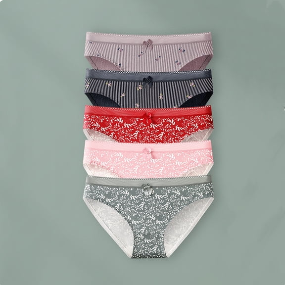 Underwear for Women Sexy Print Cotton Panties Cotton Panties for Women 5 Packs