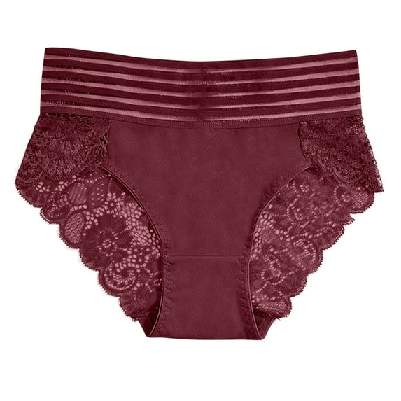 Underwear for Women Women's Cotton Bikini Underwear, Women's Sexy Solid Color High Waist Lace Seamless Abdomen Belt Comfortable Breathable Briefs.