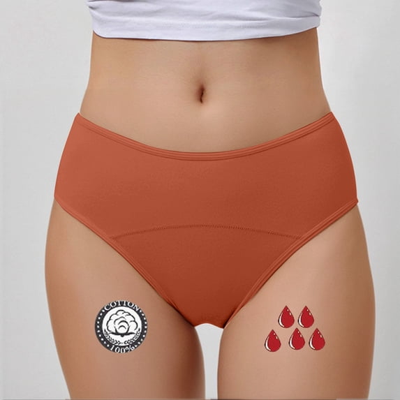 Underwear for Womens Stretch High Waisted Tummy Control Briefs Breathable Soft Summer Panties Orange XXL