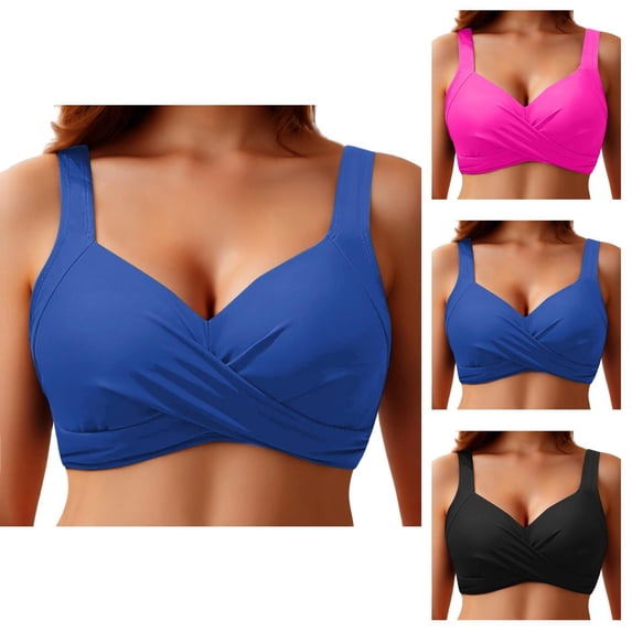 Underwire Bikini Tops for Women Adjustable Strap Twist Front Push Up Padded Bra Swimsuit Top Bathing Suit Tops