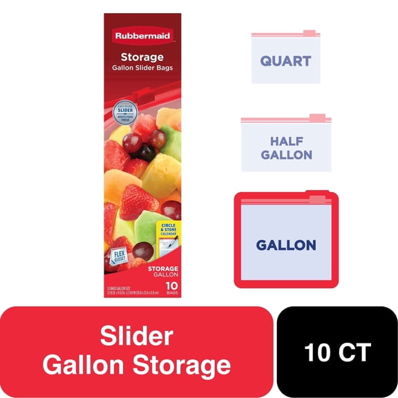 Rubbermaid Food Storage Slider Flex Gusset Gallon Bags 10ct