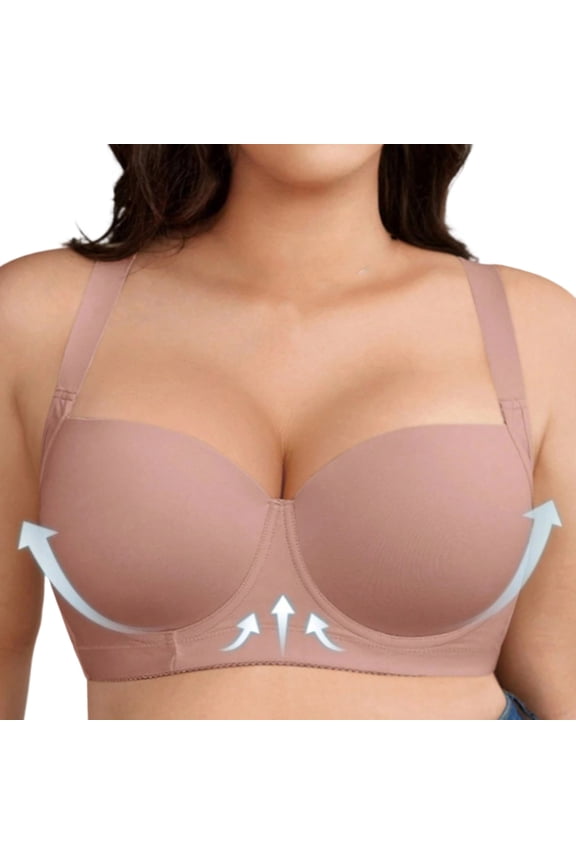 Underwire Bra for Women Large Bust Push-up Support Everyday Comfortable Push Up Bras, Fits D Cup (46D, Pink)