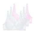 thumbnail image 1 of Underwire Bras For Women 3 Pack Lace Solid Color Full Coverage Thin Bralettes Push Up Plus Size Bras Everyday Wear (95B, Pink,2*White), 1 of 4