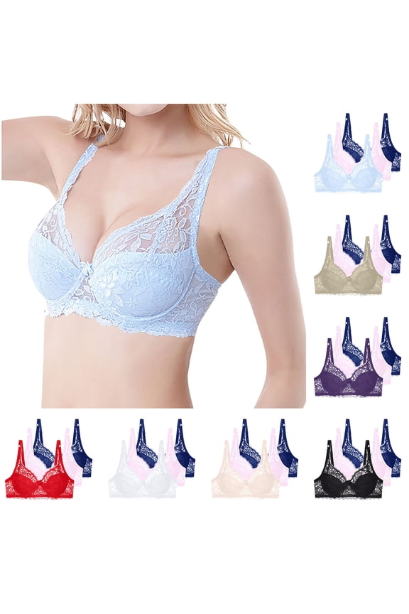 Underwire Bras for Women Push up Plus Size Solid Color Lightweight Supportive Bras Women's Comfortable Soft Seamless Breathable Underwear Everyday Bras Black 85B