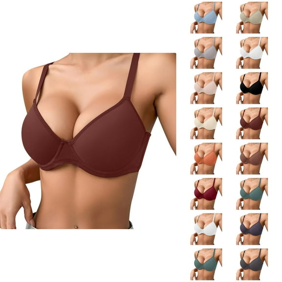 Underwire Bras for Women – Seamless Cotton Push Up Bra with Full Support, Side Support Adjustable Bra with Lace Back, Comfortable Everyday Bra for Women with 3 Hooks