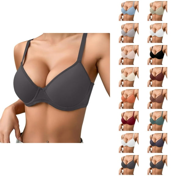 Underwire Bras for Women – Seamless Cotton Push Up Bra with Full Support, Side Support Adjustable Bra with Lace Back, Comfortable Everyday Bra for Women with 3 Hooks