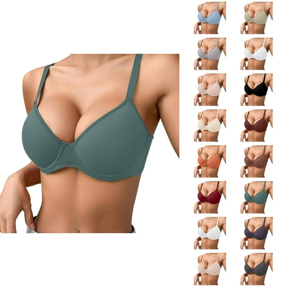 Underwire Bras for Women – Seamless Cotton Push Up Bra with Full Support, Side Support Adjustable Bra with Lace Back, Comfortable Everyday Bra for Women with 3 Hooks