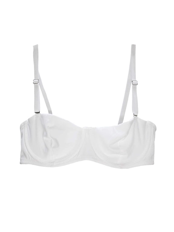 Underwire Bras for Women Adjustable Side Support Strap Camisole Thin Push Up Everyday Bra White 85B