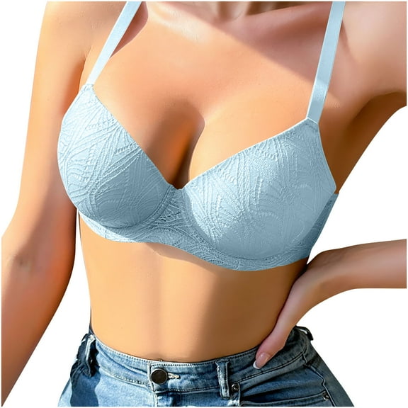 Underwire Bras for Women Push up Plus Size Bra Adjustable Strap Full Figure Minimizer Bra Comfortable Underwear, Blue 85D