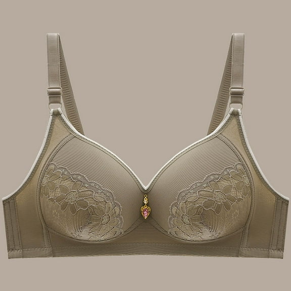 Underwire Bras for Women, Xunlbb Woman's Embroidery Thin Style Ventilate Back Buckle Bra Without Steel Rim(Gray,44/100BC)