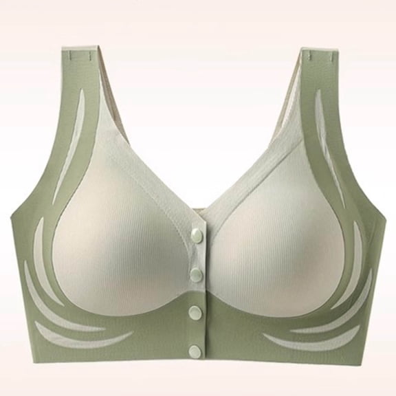 Underwire Everyday Bras for Women - Women's Non-Steel Lace Stitching Comfortable and Breathable Gathered Adjustable Bra Underwear Green L