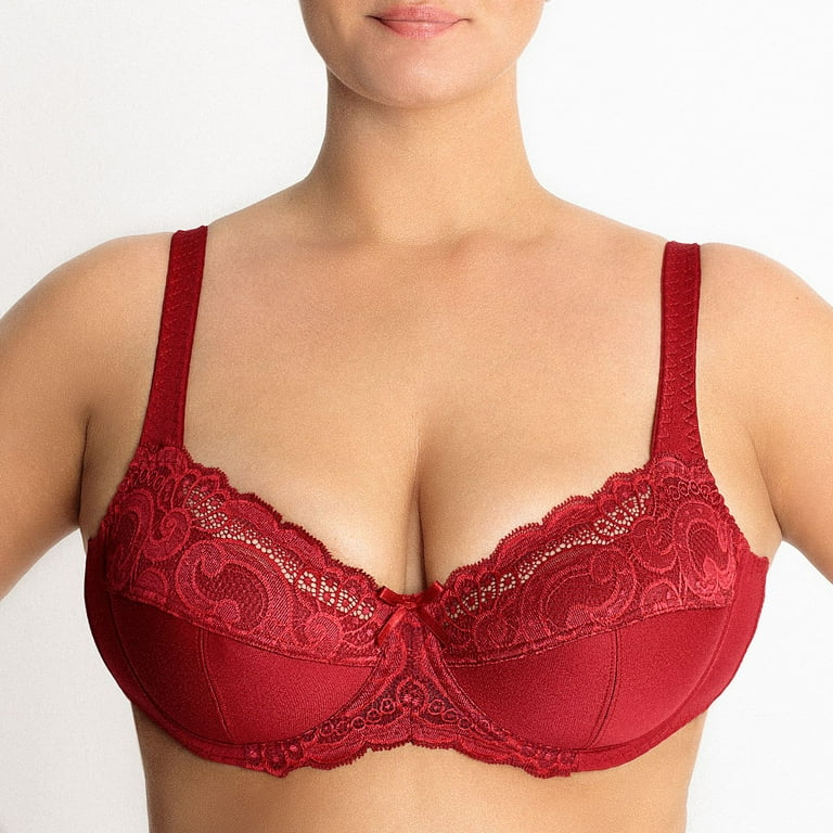 Underwire Full Coverage Bra Wide Straps Unlined Plus Size 34-48C-G H I J K  ( 36DD/E, Ruby Red) - Walmart.com
