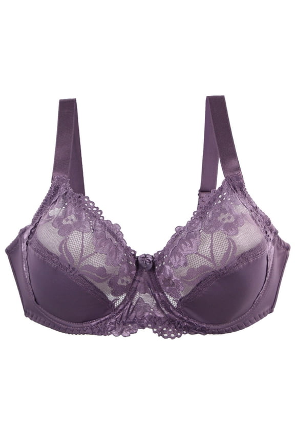 Womens Underwire Full Figure Bras - Plus Breathable Mesh Lace T- Bras Back Hook & Eye Closure Shirt s