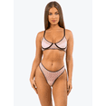thumbnail image 1 of Underwire Mesh Bra And Thong Set With Heart Pattern And Contrast Trim, 1 of 1