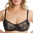thumbnail image 1 of Underwire Sheer Lace Bra Plus Size Lingerie Comfort Fit 32 34 36 38 40 42 B C D E F G H I ( 38E/DD, Black), 1 of 3